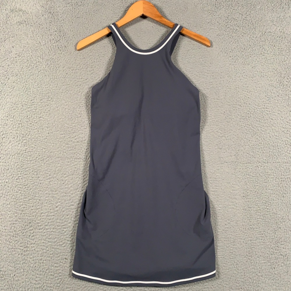 Vuori Volley Dress Women's Small Grey Tennis Activewear Racerback Pockets Sporty